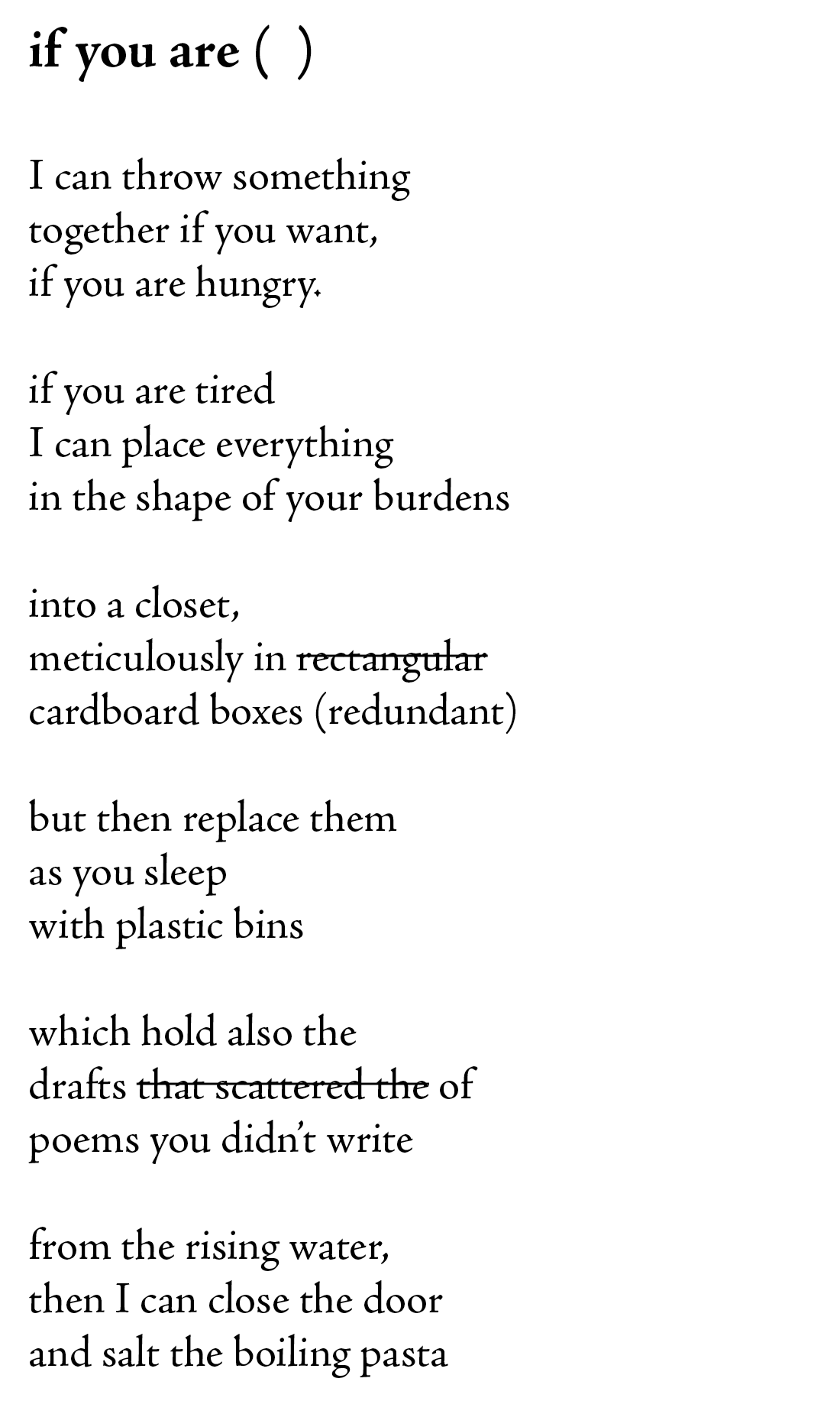 the poem "if you are (. )