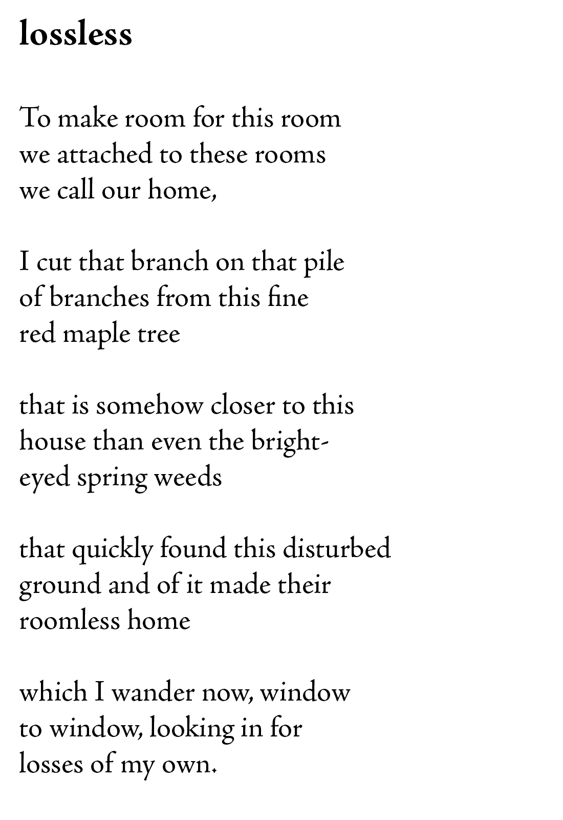 the poem "lossless" by Jay Logan Lance